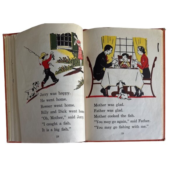 Jerry Goes Fishing 1942 School Book Florence Battle HC Illust Jack Merryweather - Picture 12 of 16